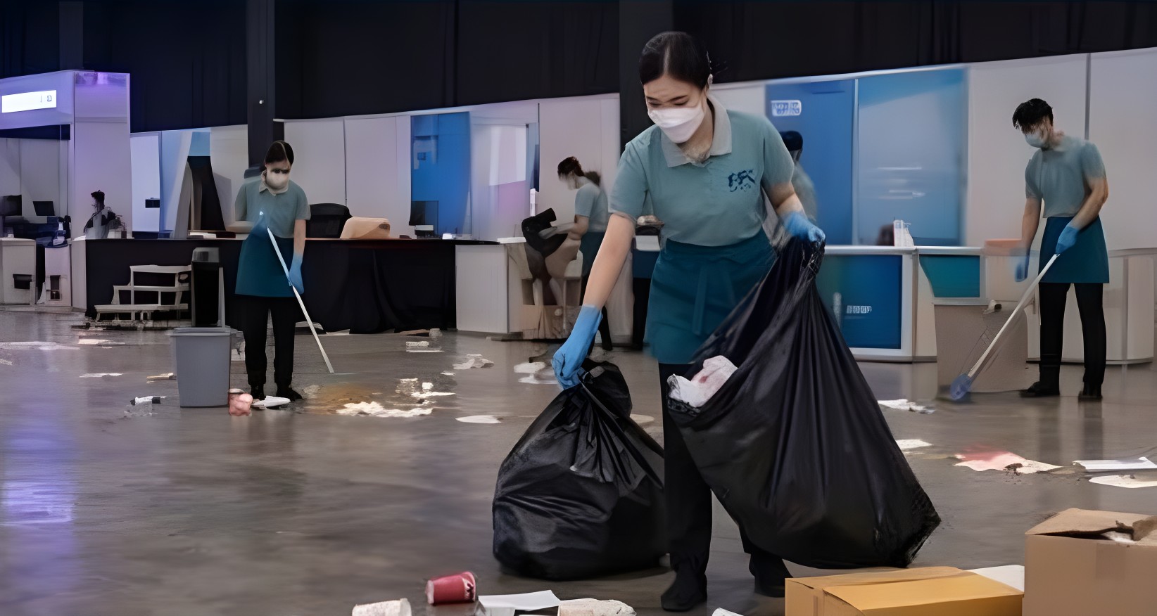 ทีมงาน FFC Cleaning เก็บขยะและทำความสะอาดพื้นที่จัดงานอีเว้นท์
